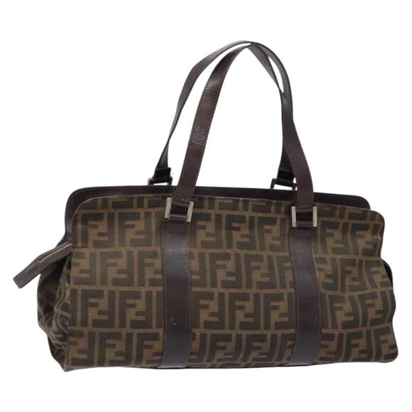FENDI Zucca Canvas Hand Bag Black Brown - Picture 1 of 13